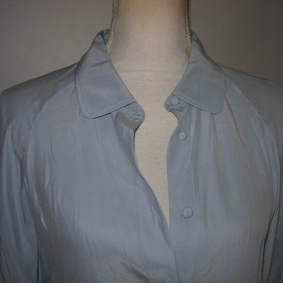Frame Powder Blue Button Up Silk Top S - Picture 2 of 5